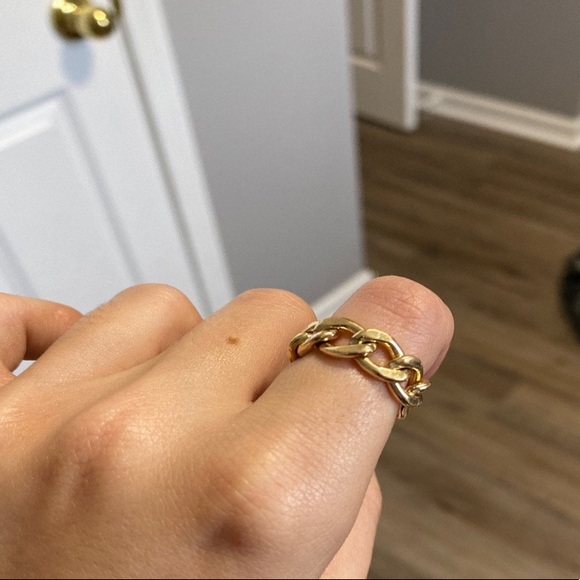 14k Yellow Gold Filled Cuban Curb Link Ring SIZE 6.5 - Picture 13 of 15